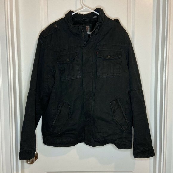 Levi's Other - Levi's Black Sherpa Fleece Lined Trucker Bomber Jacket Pockets Zip & Snap Mens L